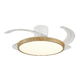 Ventilador Retractil Melody-S Blanco madera con base P&B - Motor DC. 41-92cmØ.