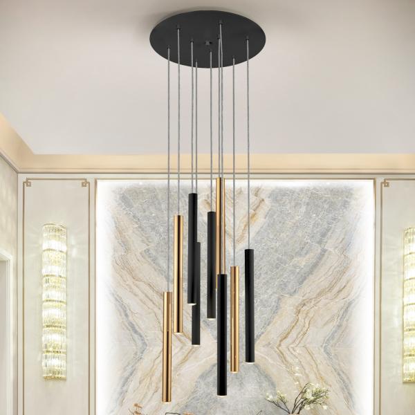 LAMPARA VARAS ORO/NEGRO 9L - SCHULLER