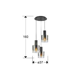VENIZE LAMPARA 3L NEGRO-SMOKE - ILUMINACION i3 By SCHULLER