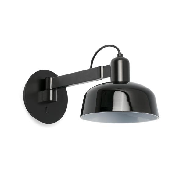 Aplique TATAWIN cristal brazo de pared negro Faro