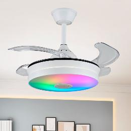 Ventilador MINA Blanco Mini Musical P&B - Motor DC Ø40-92cm Luz LED RGB