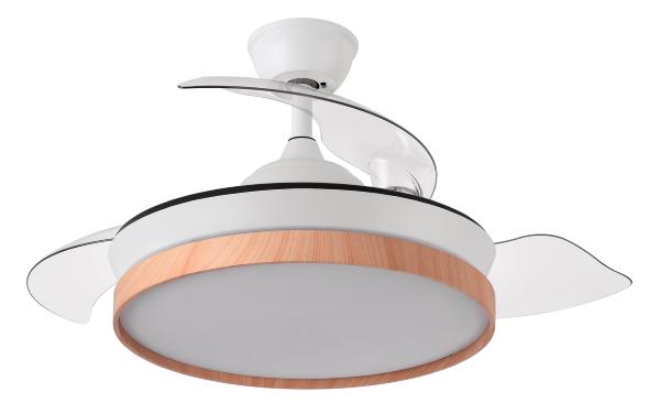 Ventilador EVROS Mini Blanco-Madera Fabrilamp - Motor DC Ø91cm