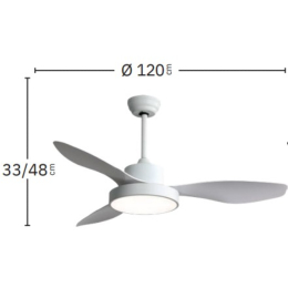Ventilador HAYATE Marrón Fabrilamp  Motor DC, luz LED Ø120cm