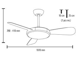 Ventilador Leste LED Mimax - 107cm Motor DC