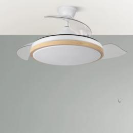 Ventilador EVROS Blanco-Madera Fabrilamp - Motor DC Ø107cm