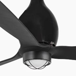 Ventilador Mini Eterfan DC Negro mate Luz Led FARO - 128cm. Ø