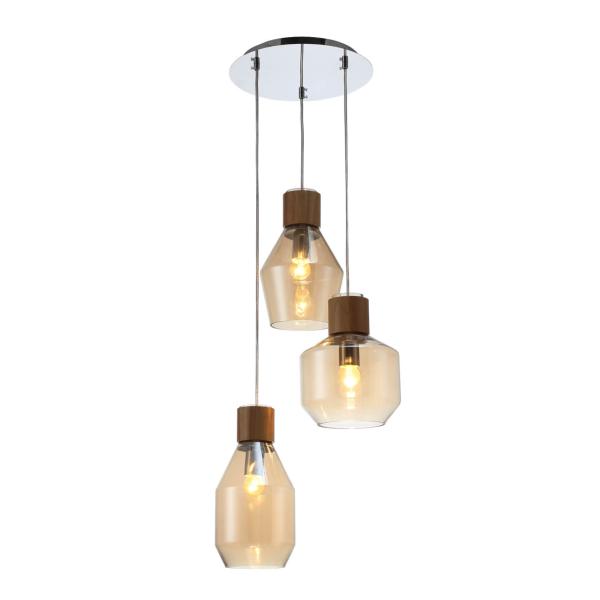 Lampara Flavia Stylo - Colgante cromo 3 luces tulipas