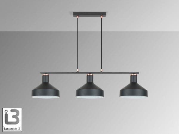 I3-IRIAS- LAMPARA 3L NEGRO-COBRE - ILUMINACION i3 By SCHULLER
