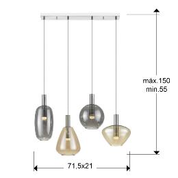 NARA- LAMPARA 4L CROMO - ILUMINACION i3 By SCHULLER