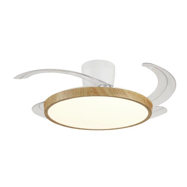 Ventilador Retractil Melody-S Blanco madera con base P&B - Motor DC. 41-92cmØ.
