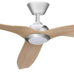 Ventilador Delfos Plateado-Haya Fabrilamp motor DC. 132cm.Ø