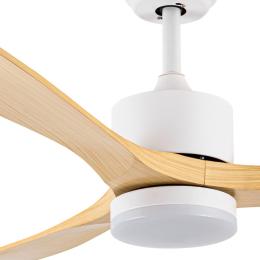 Ventilador AZABACHE Blanco Haya Fabrilamp  Motor DC - Luz LED Ø121cm