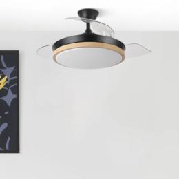 Ventilador EVROS Negro-Madera Fabrilamp - Motor DC Ø107cm