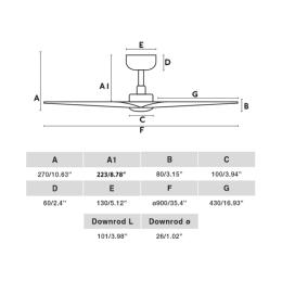 Ventilador HEY FARO Blanco con luz LED 90cm.Ø