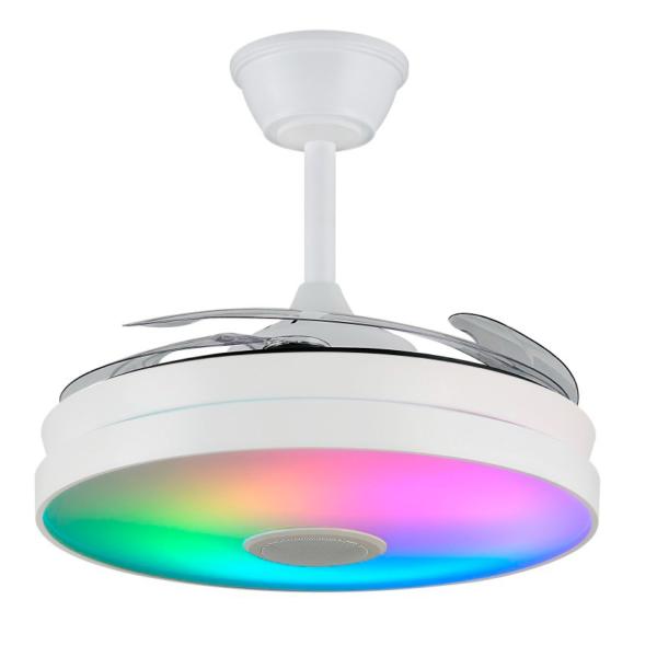 Ventilador MINA Blanco Musical P&B - Motor DC Ø50-108cm Luz LED RGB