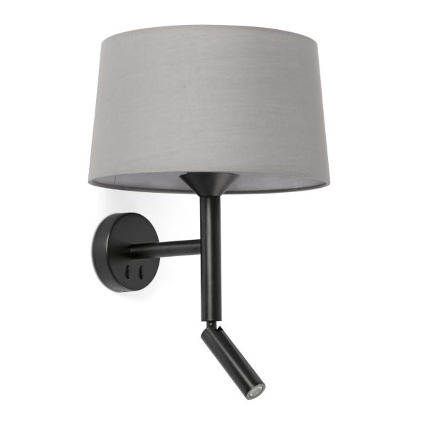 Aplique WINDSOR negro/gris con lector LED Faro