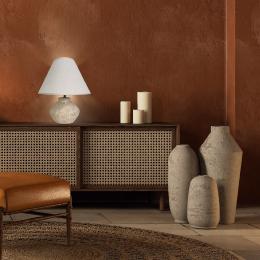 Sobremesa LARRY piedra beig 1 x 40w e-14 - ALEMAR