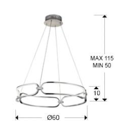 Lampara Colette Schuller - Cromo 60cm Ø.  Luz LED