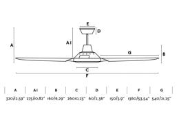 Ventilador Meno FARO - sin luz 136cm. Ø