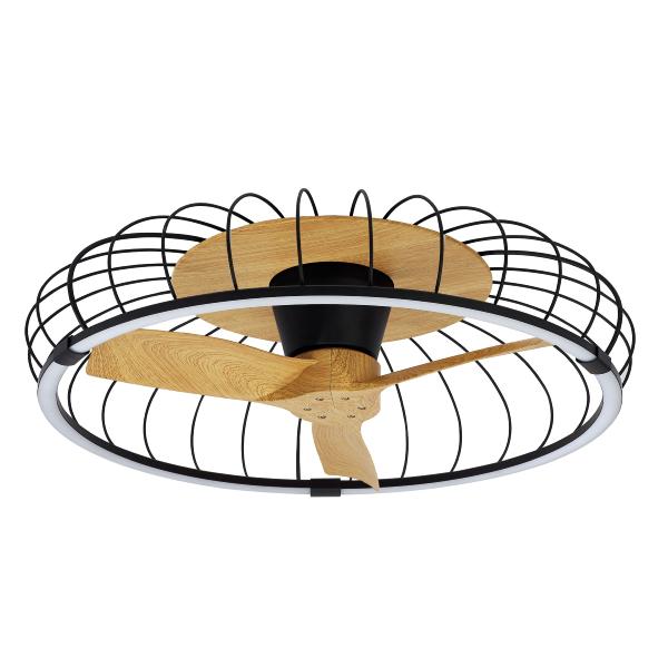 Ventilador NATURE Negro/Haya - Mantra. Luz LED Ø79cm