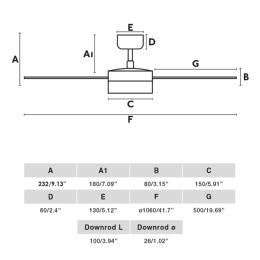 Ventilador CRUISER S Negro Aluminio FARO- Motor DC Ø106cm.