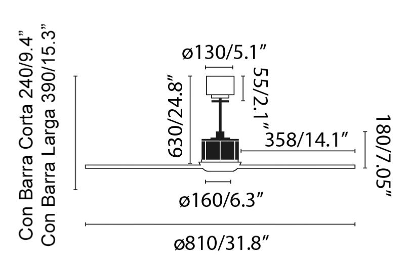 ventilador de techo JustFan - medidas