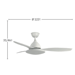 Ventilador YAEL Blanco Madera - Fabrilamp  Motor DC, luz LED Ø122cm