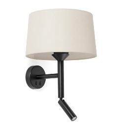 Aplique WINDSOR negro/lino con lector LED Faro