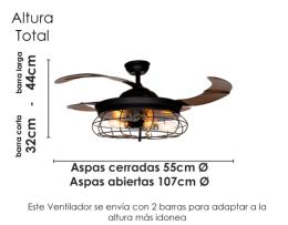 Ventilador Tegaluxe - Marron/negro aspas retractiles 107cm.Ø