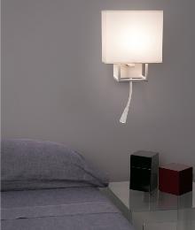 Aplique Vesper Faro blanco - Pantalla textil Beige + lector