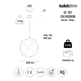 Lampara KELEKTRON - POLYHEDRON 1 Multi color luz LED