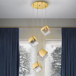 Lampara PRISCILA 4 luces - Schuller. Tonalidades Cromo y Oro