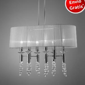 Colgante 12 luces Tiffany Cromo.    MANTRA