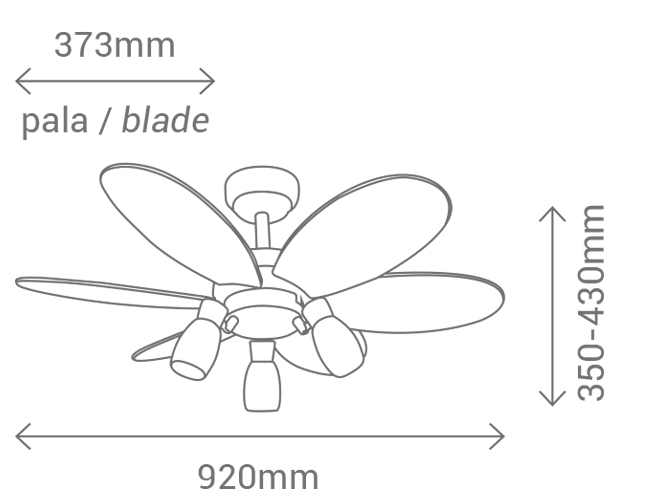 medidas ventilador de techo tones sulion