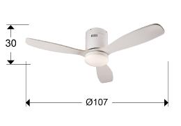 Ventilador MINI SIROCO - Schuller - Blanco Motor DC LED Ø107cm