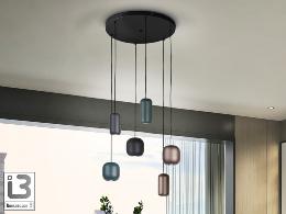 NIMES LAMPARA 6L NEGRO-COLORES - ILUMINACION i3 By SCHULLER