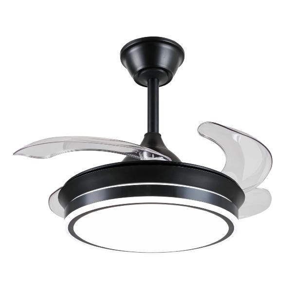 Ventilador Retractil Ambra-S Negro P&B - Motor DC. luz LED. 40-92cmØ.