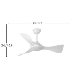 Ventilador Caiman Blanco Fabrilamp - Motor DC. 89cm Ø. Luz LED