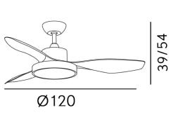 Ventilador HAYATE Blanco Fabrilamp  Motor DC, luz LED Ø120cm