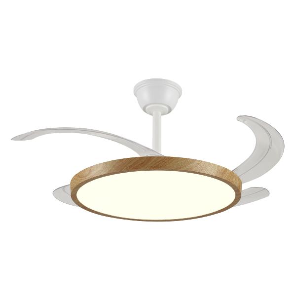 Ventilador Retractil Melody-L Blanco/Madera PB - Motor DC. 48-108cmØ.