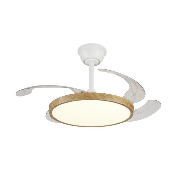 Ventilador Retractil Melody-S Blanco Madera P&B - Motor DC. 41-92cmØ.