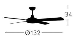 Ventilador sin luz Ostro Niquel Fabrilamp - 132cm.Ø