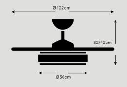 Ventilador retractil Isabella-L Negro P&B - Motor DC. 50-108cmØ.
