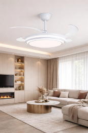 Ventilador KORFU Blanco - Motor DC. luz LED. Ø50-107CM.