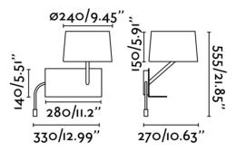 Aplique Handy Faro - Lector izquierdo LED Pantalla textil