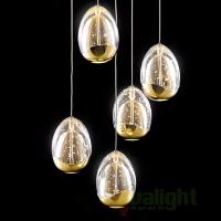 Lampara Rocio Schuller - 5 Colgantes oro - LED