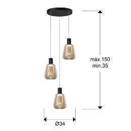 i3-CARISA- LAMPARA 3L NEGRO D35 - ILUMINACION i3 By SCHULLER