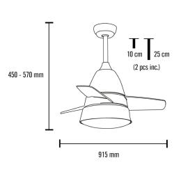 Ventilador Alize MIMAX  91cm. Niquel luz LED