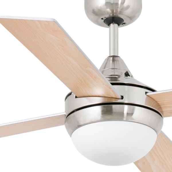 Faro Mini Icaria. Ventilador de techo niquel con luz LED 33699