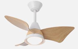 Ventilador Jaguar Blanco Haya Fabrilamp - Motor DC. 96cm Ø. Luz LED